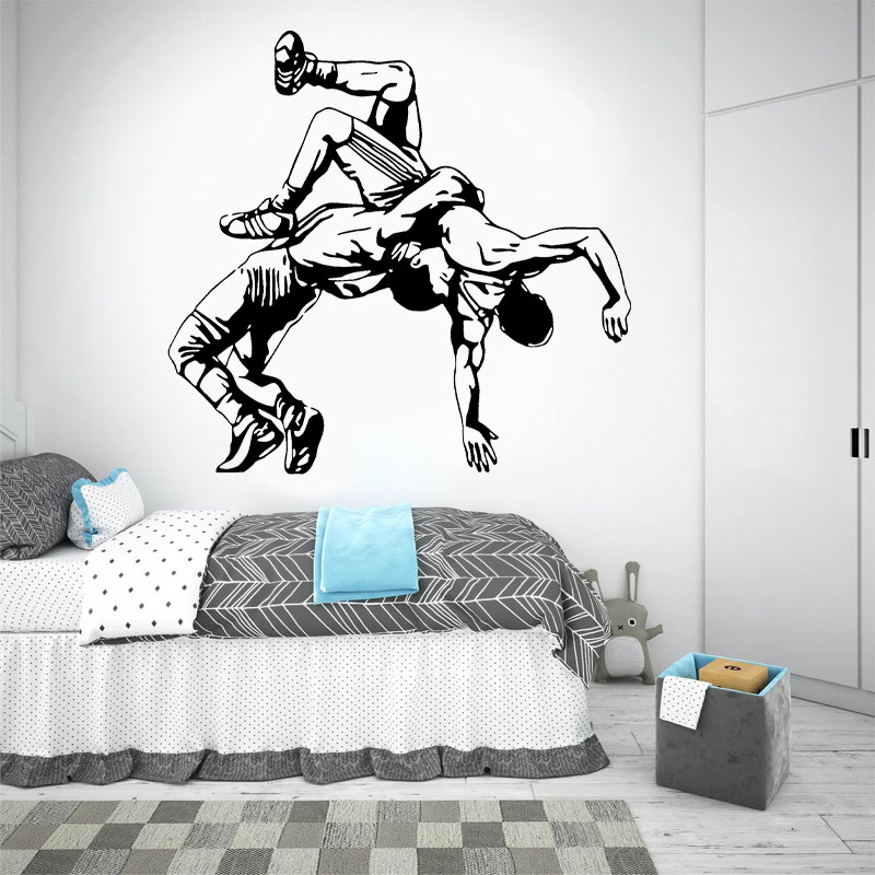 Home Gym On Wall - มวยปล้ําโยนสติ๊กเกอร์ติดผนังไวนิลนักมวยปล้ํากีฬา GYM Matial ต่อสู้พัดลม Jiu Jitsu