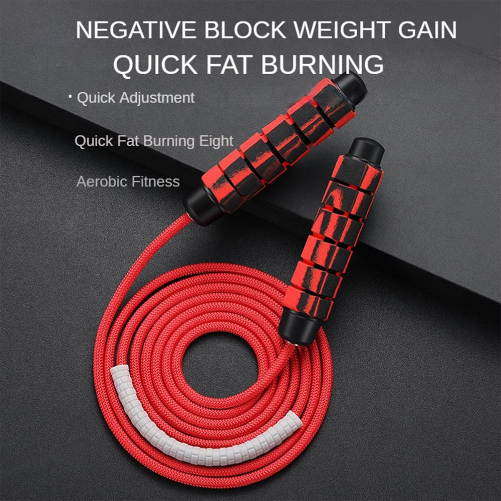 Jump Rope Bearing - เชือกกระโดดแบบถ่วงน้ำหนัก ป้องกันการพันกัน ด้ามจับโฟม ปรับความยาวได้ สายไนลอน พร้อมลูกปืนหมุนได้