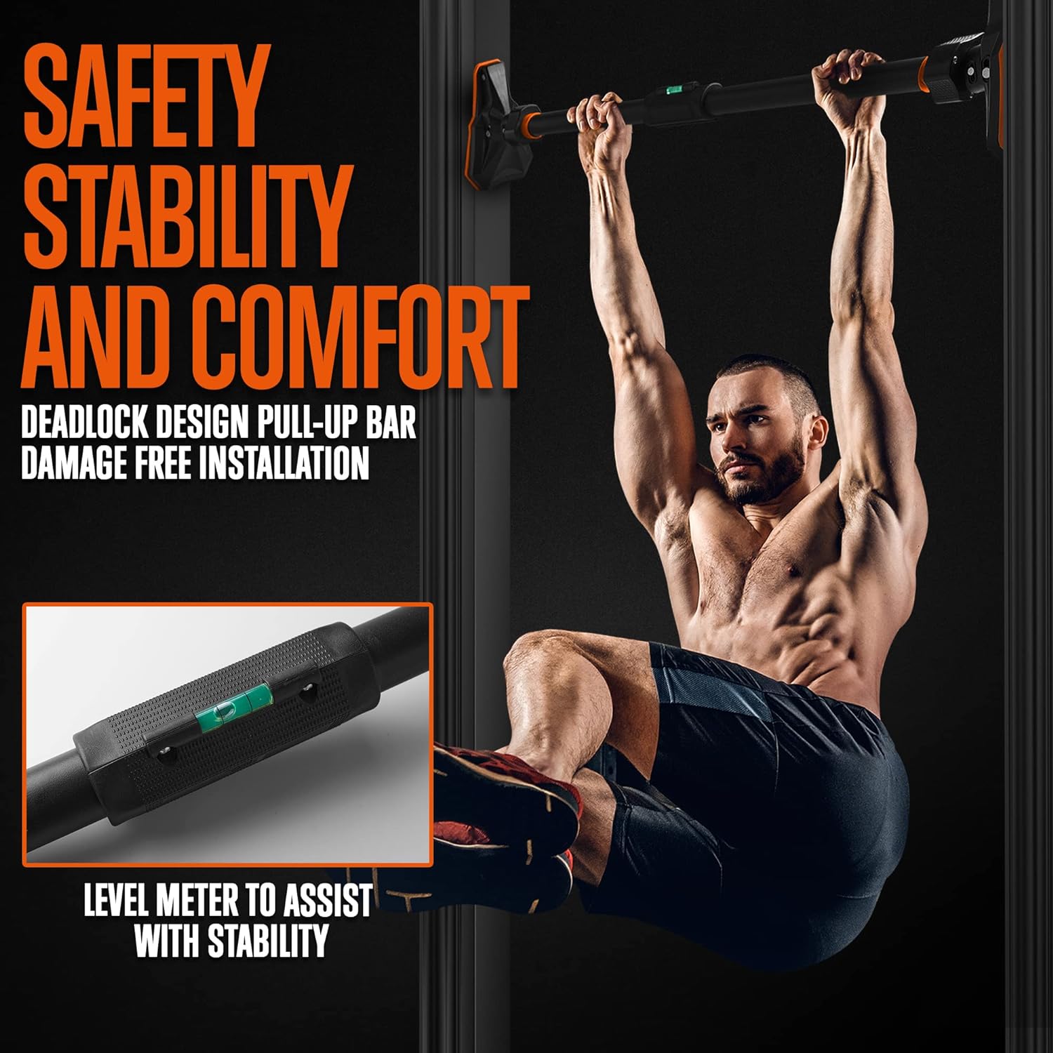 Chin Up Doorframe - บาร์โหนติดประตูแบบไม่ต้องใช้สกรู ปรับระดับได้ บาร์โหนสำหรับออกกำลังกายที่บ้าน อุปกรณ์ออกกำลังกาย บาร์แนวนอน