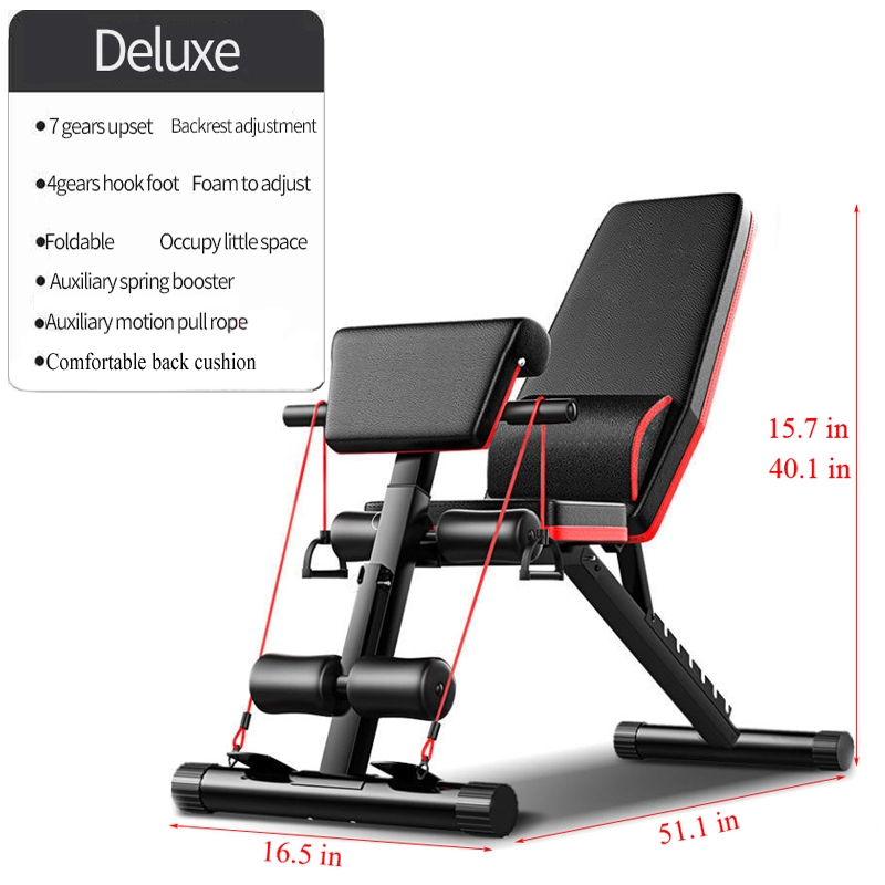 Home Gym Set - ชุดเก้าอี้ยกน้ำหนักแบบพับได้ปรับระดับได้สำหรับออกกำลังกายที่บ้านยอดนิยม พร้อมดัมเบลสำหรับซิทอัพ