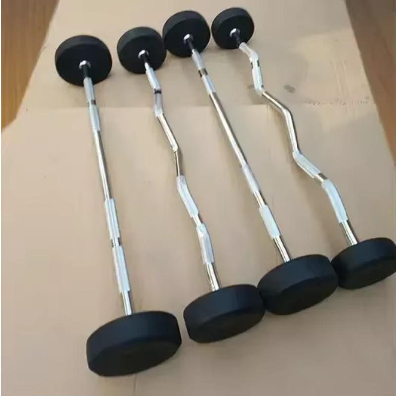 Barbell Curl Bar - ชุดบาร์เบลแบบเคลือบยางทรงกลมพร้อมบาร์ล็อคสำหรับยกน้ำหนัก 2026