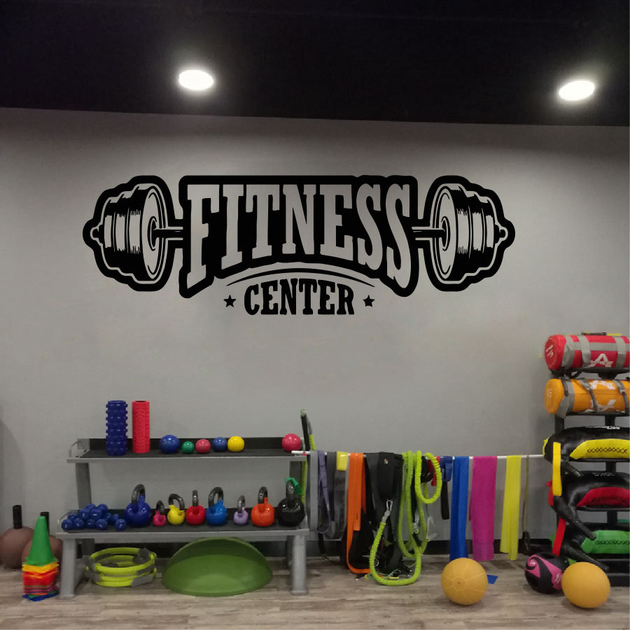 Home Gym On Wall - GYM ไวนิลตกแต่งรูปลอกผนังฟิตเนสคลับสติ๊กเกอร์ตกแต่งอุปกรณ์ตกแต่งบ้าน Fitness Center Art ภาพจิตรกรรมฝาผนัง