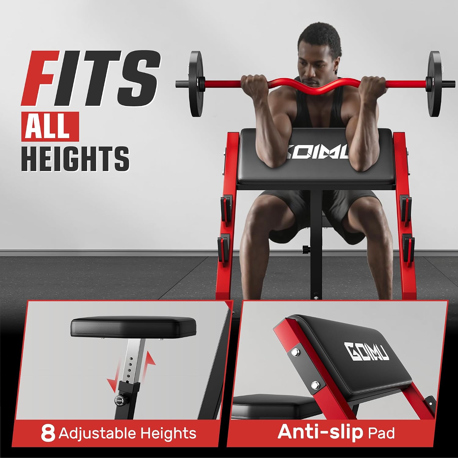 ม้านั่งปรับระดับได้สำหรับบริหา - Barbell Curl Bar บทวิจารณ์และราคา