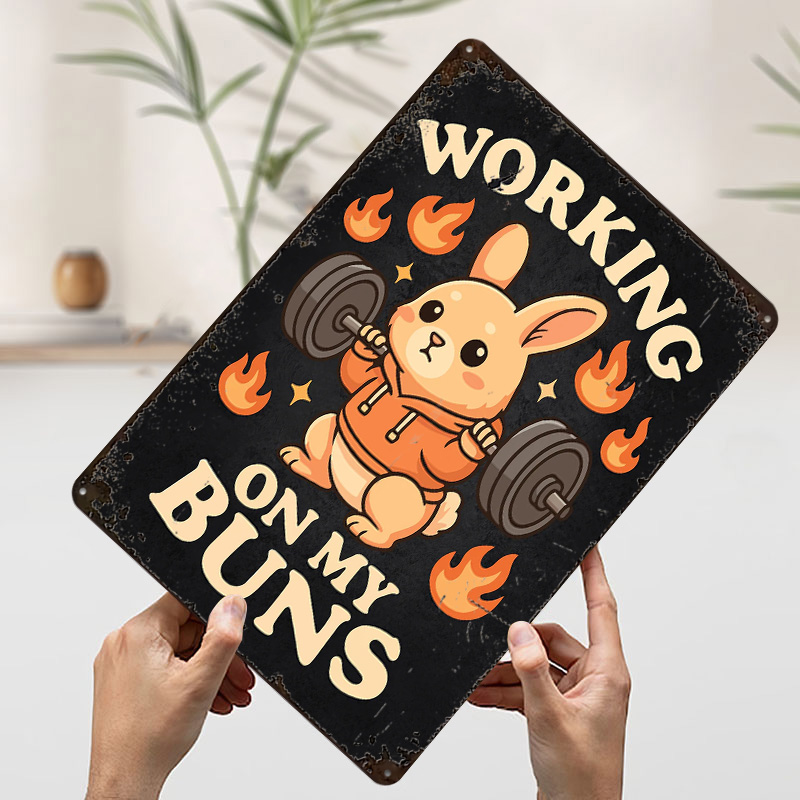 Working On My Buns – ป้ายโลหะต - Home Gym On Wall บทวิจารณ์และราคา